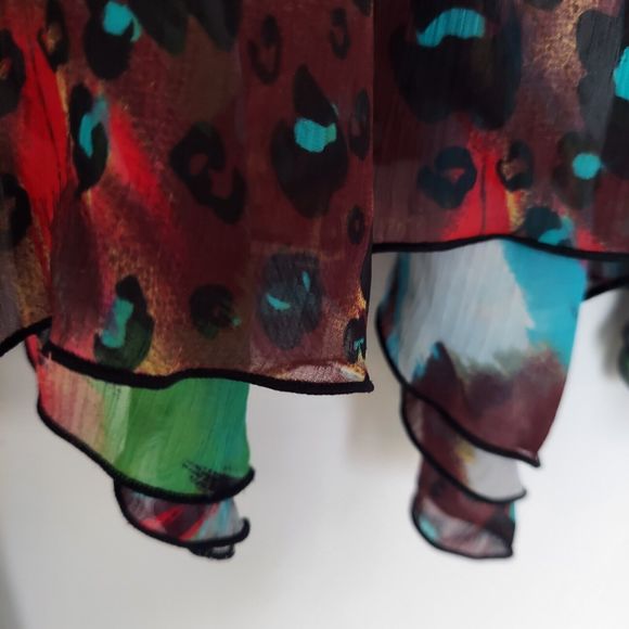 Linea Domani Colorful Handkerchief Skirt Size 14 Tie Front Animal Print Floral - Picture 9 of 11